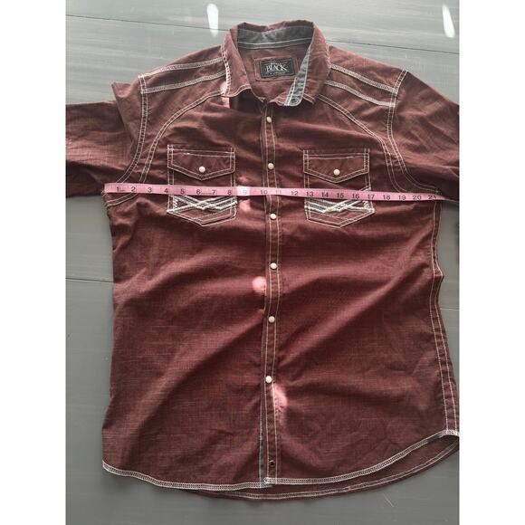 Pearl Snap Buckle Black Embroidered Western Button Down Skirt Size Med Burgundy - Picture 5 of 11